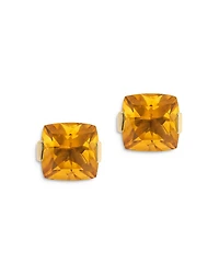 Cushion Cut Citrine Stud Earrings in 14K Yellow Gold