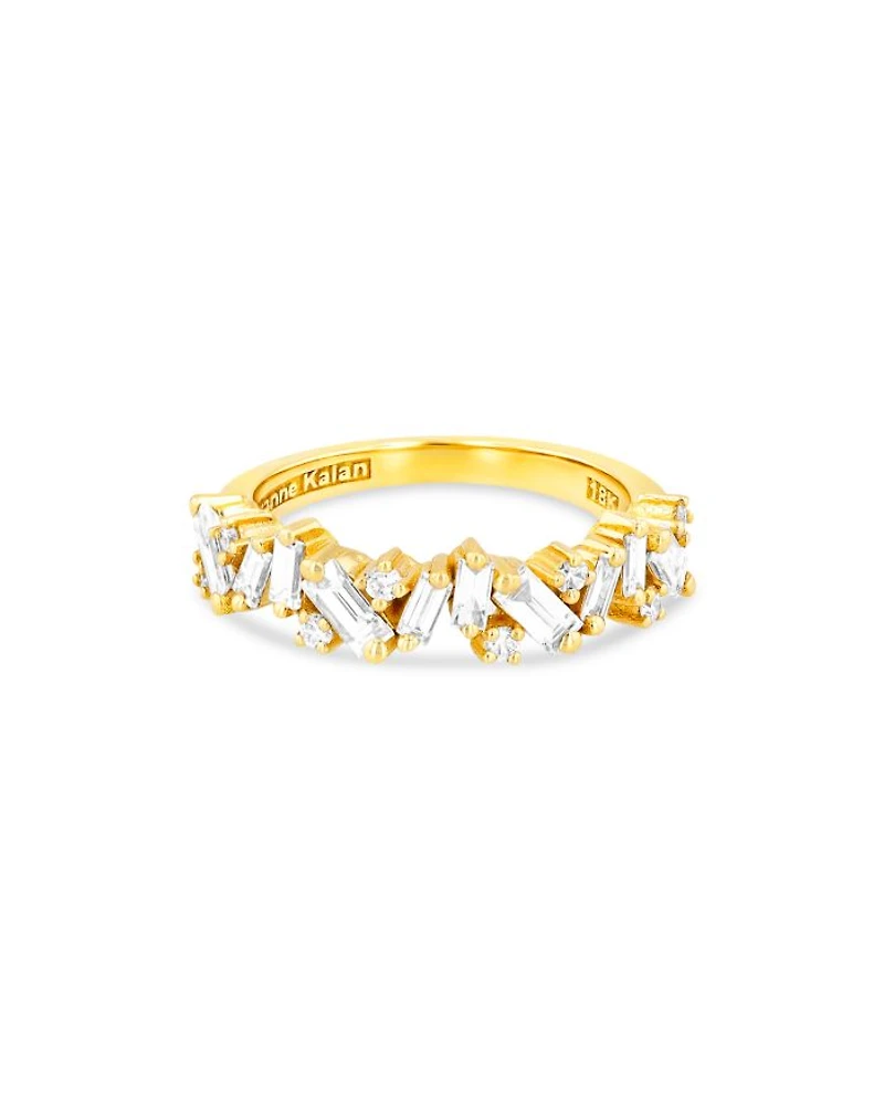 18K Yellow Gold Fireworks Baguette & Round-Cut Diamond Half Eternity Band