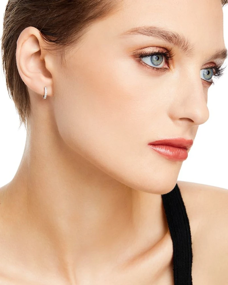 Diamond Mini Hoop Earrings 14K Gold, 0.15 tcw