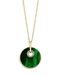 Bloomingdale's Fine Collection Malachite & Diamond Medallion Pendant Necklace