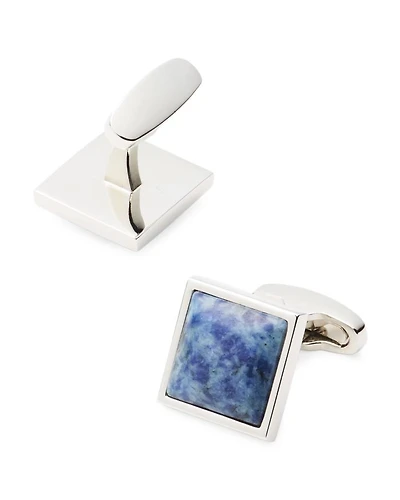 Blue Stone Silver Tone Cuff Links