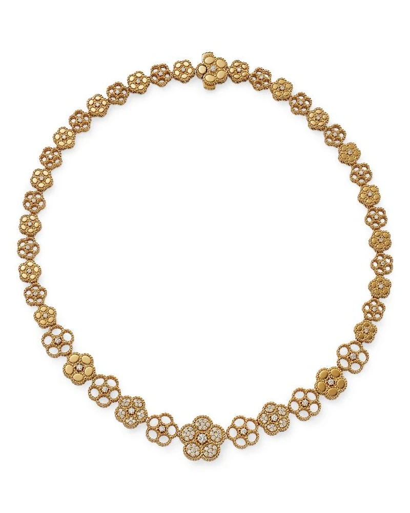 18K Yellow Gold Daisy Diamond Graduated Collar Necklace, 16" - Exclusive