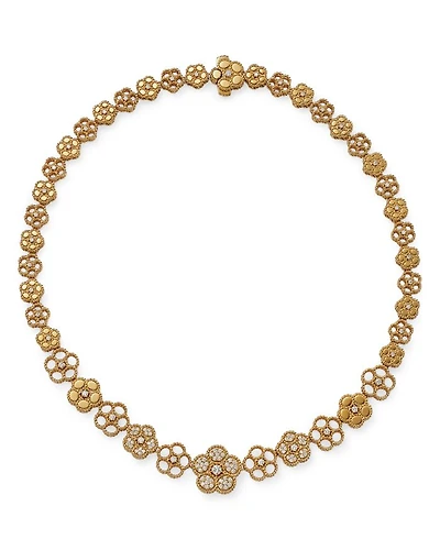 18K Yellow Gold Daisy Diamond Graduated Collar Necklace, 16" - Exclusive
