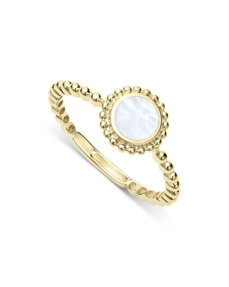 18K Yellow Gold Covet Mother of Pearl Stack Ring