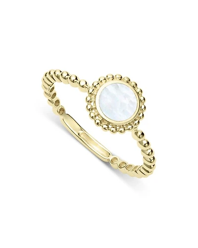 18K Yellow Gold Covet Mother of Pearl Stack Ring