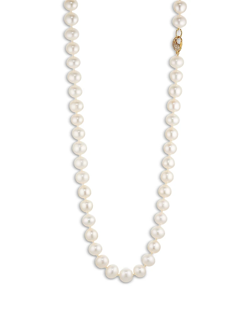 Nadri Pave Clasp Cultured Freshwater Pearl All Around Long Collar Necklace, 20