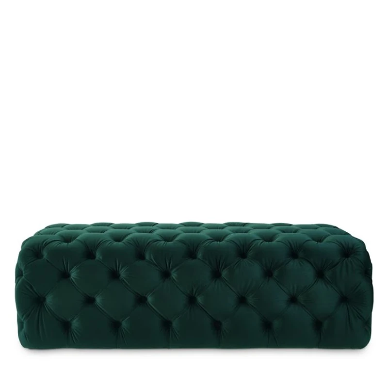 Kaylee Velvet Ottoman in Green
