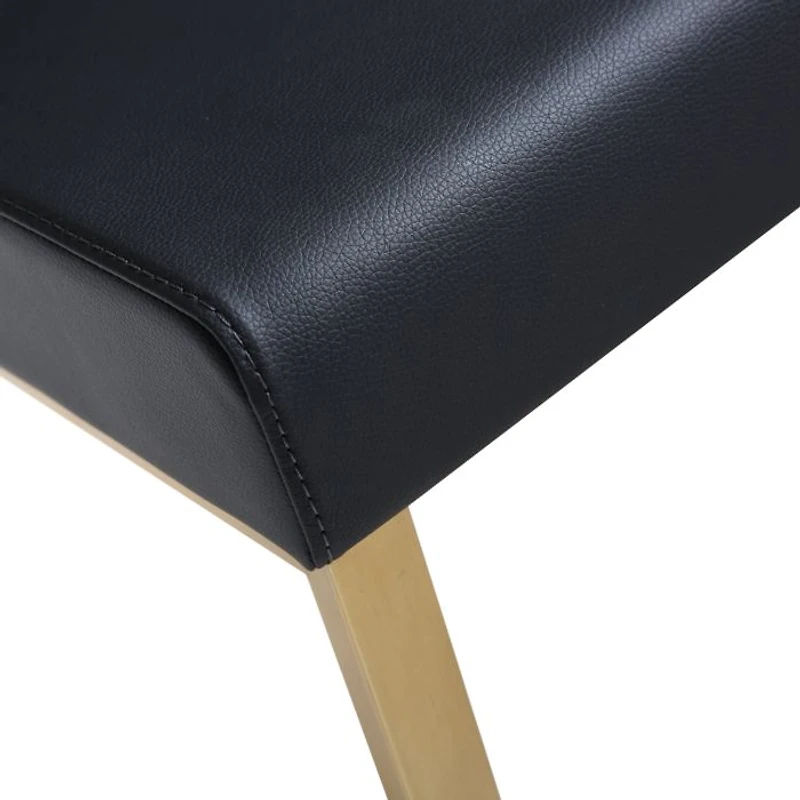 Denmark Performance Faux Leather and Gold Steel Barstool, Set of 2