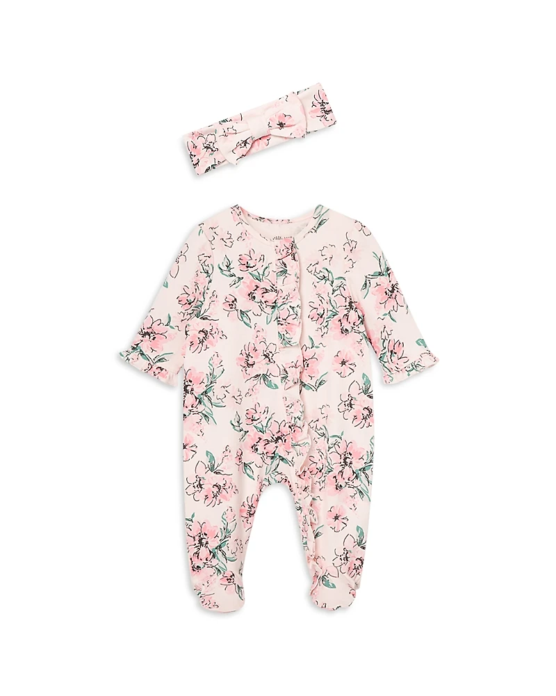 Little Me Girls' Dream Floral Footie & Headband - Baby