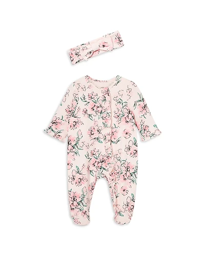 Little Me Girls' Dream Floral Footie & Headband - Baby