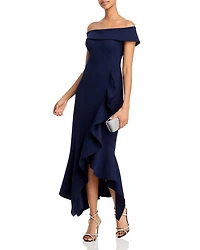 Scuba Crepe Off-the-Shoulder Midi Dress - Exclusive