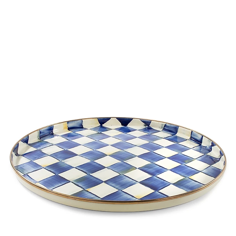 Mackenzie-Childs Royal Check Enamel Round Tray