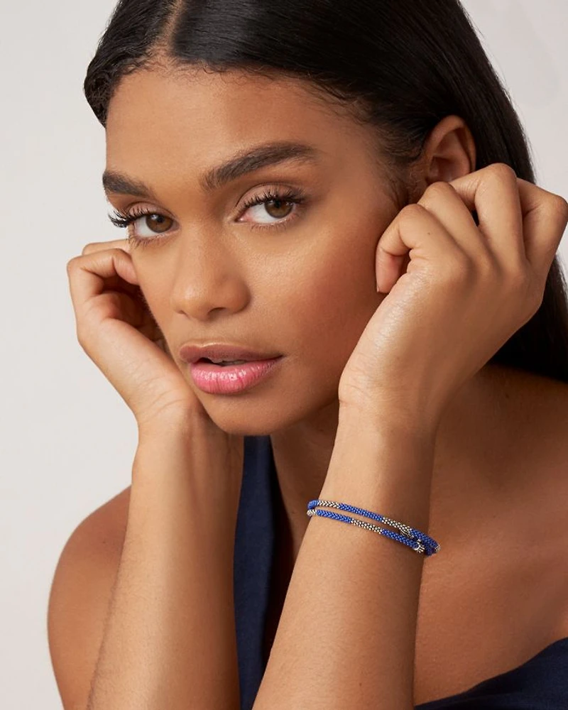 Sterling Silver Ultramarine Ceramic Bead Coil Bracelet