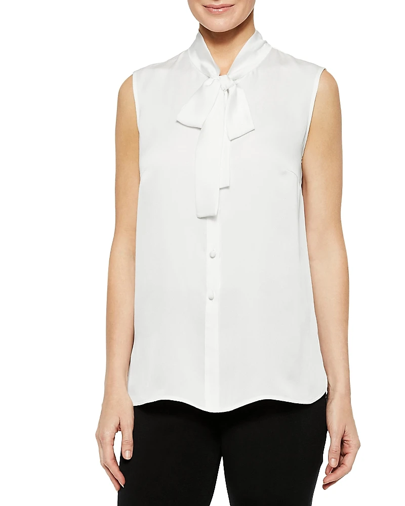 Misook Tie Neck Sleeveless Top
