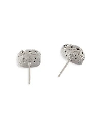 Small Square Stud Earrings with Black Sapphire