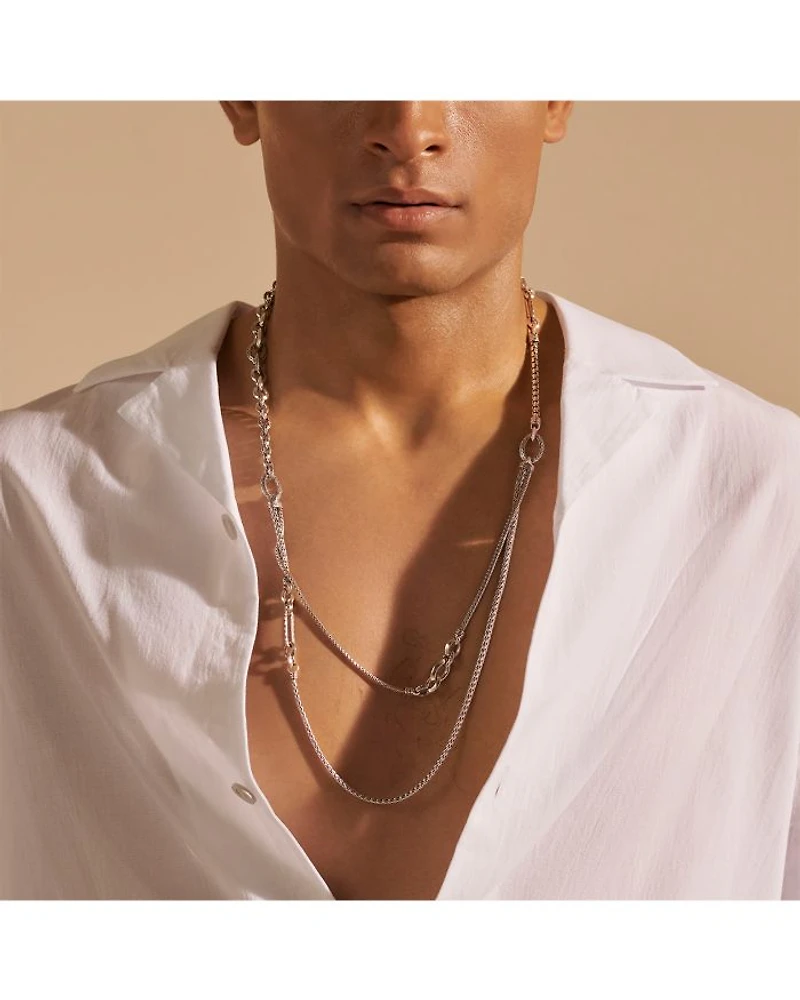 Sterling Silver Classic Chain Layered Necklace, 34"