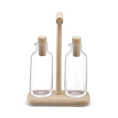 Dine Oil & Vinegar Set with Oak Stand