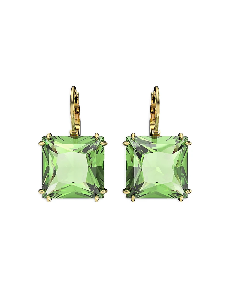 Swarovski Millenia Green Square Crystal Drop Earrings