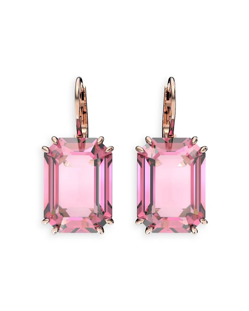 Millenia Pink Crystal Drop Earrings in Rose Gold Tone