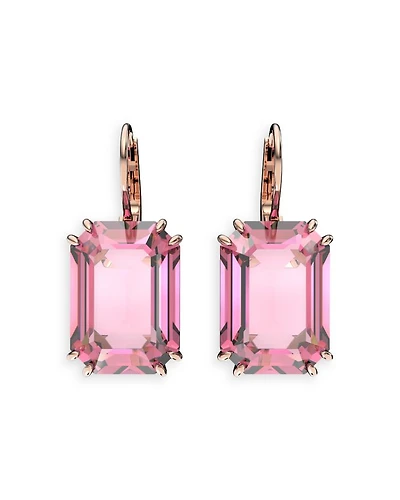 Millenia Pink Crystal Drop Earrings in Rose Gold Tone