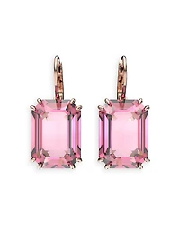 Millenia Pink Crystal Drop Earrings in Rose Gold Tone
