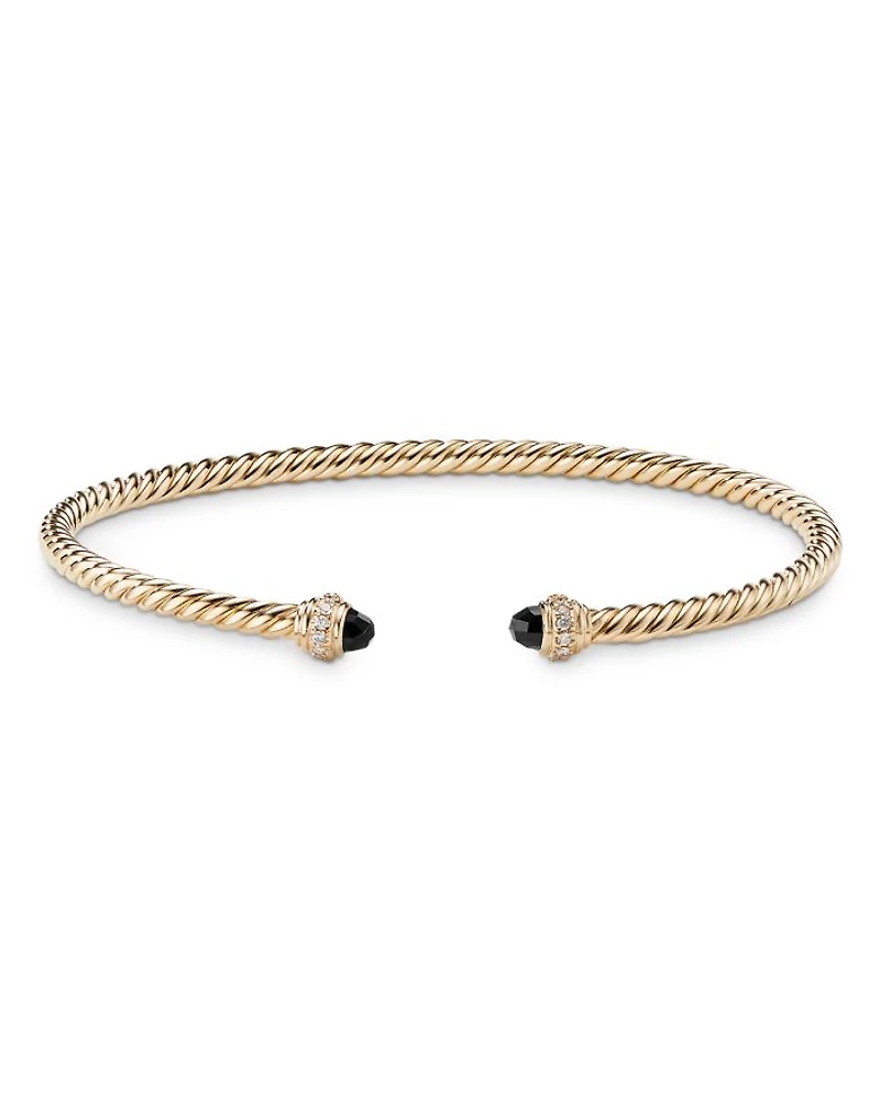 18K Yellow Gold Cablespira® Bracelet with Black Onyx & Diamonds