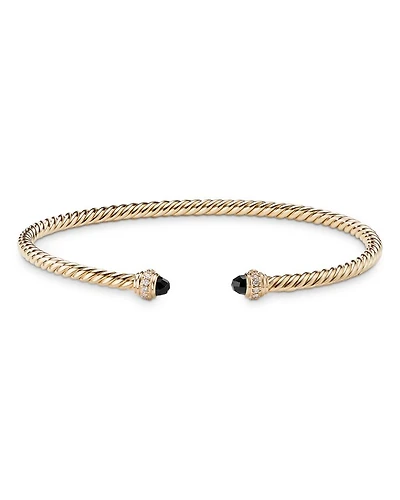 18K Yellow Gold Cablespira® Bracelet with Black Onyx & Diamonds