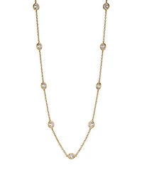 Elevate Cubic Zirconia Station Necklace in 18K Gold Plated, 16"-18"