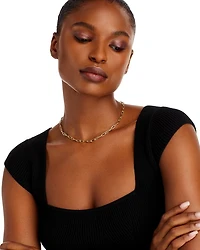 18K Yellow Gold Textured Link Chain Necklace