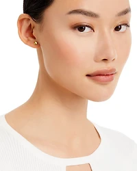 Curved Circle Stud Earrings in 14K Yellow Gold - Exclusive