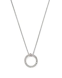 Roberto Coin 18K White Gold or Yellow and Diamond Extra Small Circle Necklace, 16"-18"