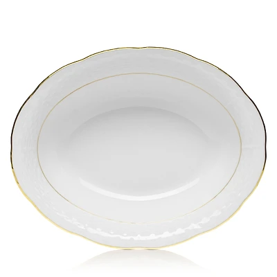 Herend Golden Edge White Oval Vegetable Dish