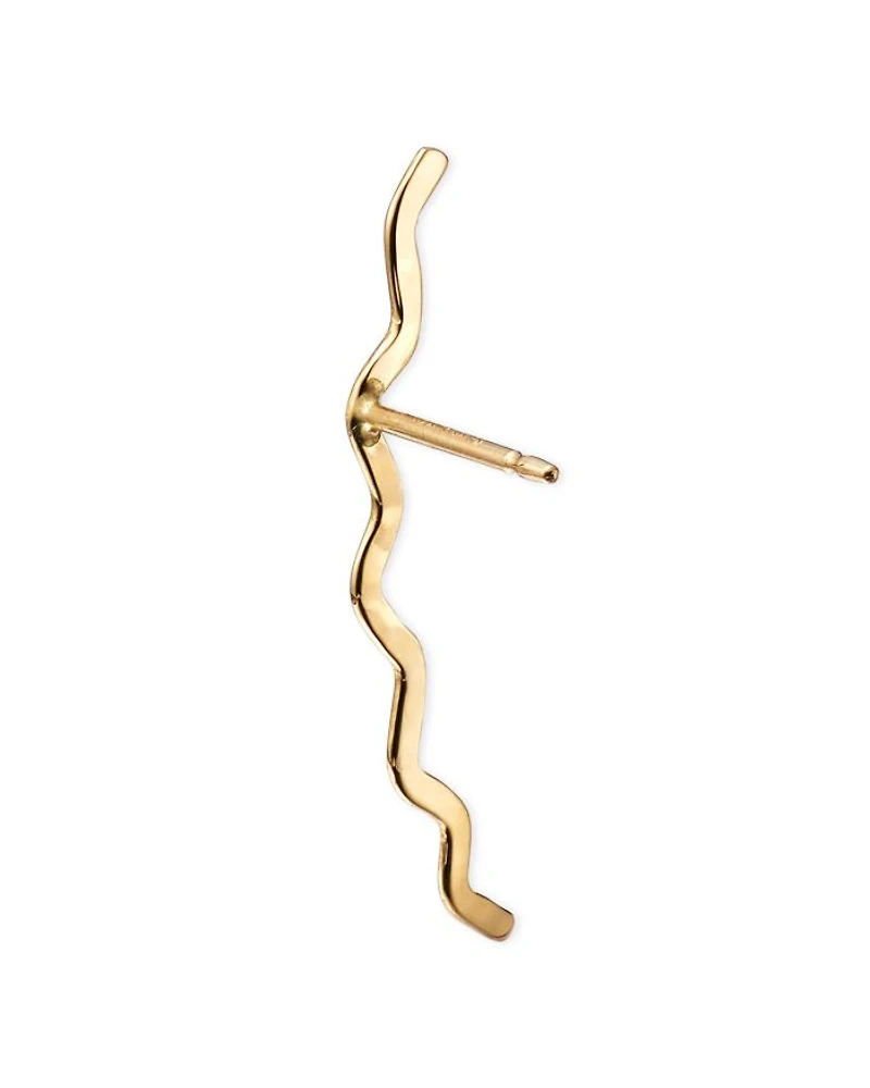 14K Yellow Gold Zigzag Hammered Climber Earrings