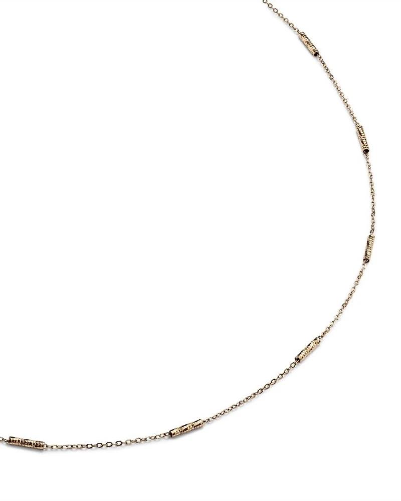 Bar Station Necklace in 14K Yellow Gold, 16" - Exclusive