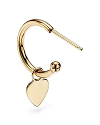 14K Yellow Gold Small Dangling Heart Hoop Earrings - Exclusive