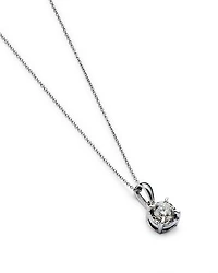 Diamond Solitaire Pendant Necklace in 14K White Gold, 0.30 tcw