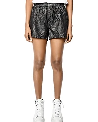 Zadig & Voltaire Pax Crinkled Leather Shorts