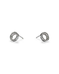 Diamond Circle Stud Earrings in 14K White Gold, .20 tcw
