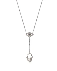 Sapphire and Diamond Evil Eye Hamsa Y Necklace