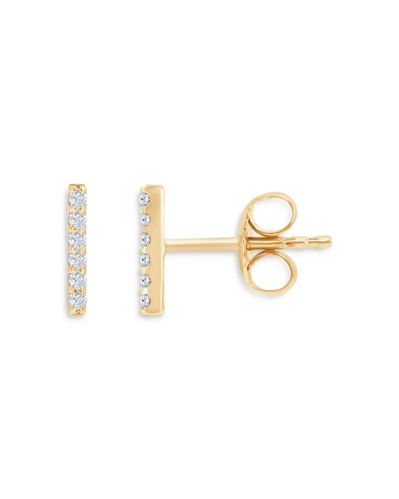 Diamond Bar Stud Earrings, 0.10 tcw