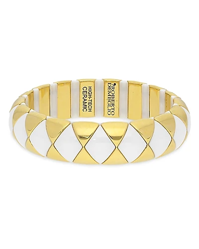 Roberto Demeglio Aura Black Ceramic Patterned Slip On Statement Bracelet