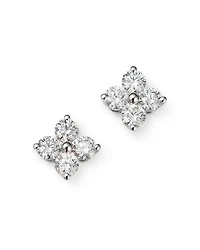 Diamond Clover Stud Earrings in 14K White Gold, 2.0 tcw