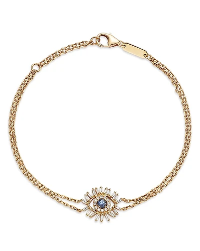 Suzanne Kalan 18K Yellow Gold Evil Eye Blue Sapphire & Diamond Double Chain Bracelet