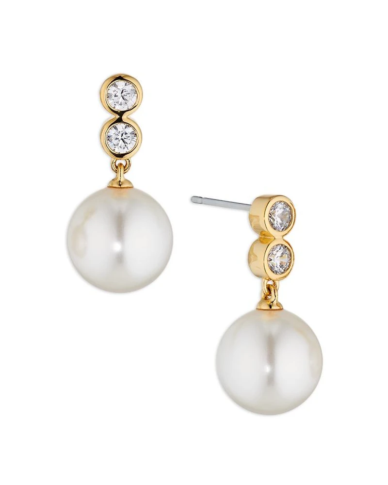 Cubic Zirconia & Nacre Pearl Drop Earrings