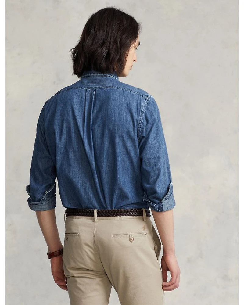 Classic Fit Long Sleeve Denim Cotton Button Down Shirt