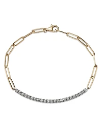 Bloomingdale's Fine Collection Diamond Bar Paperclip Link Bracelet