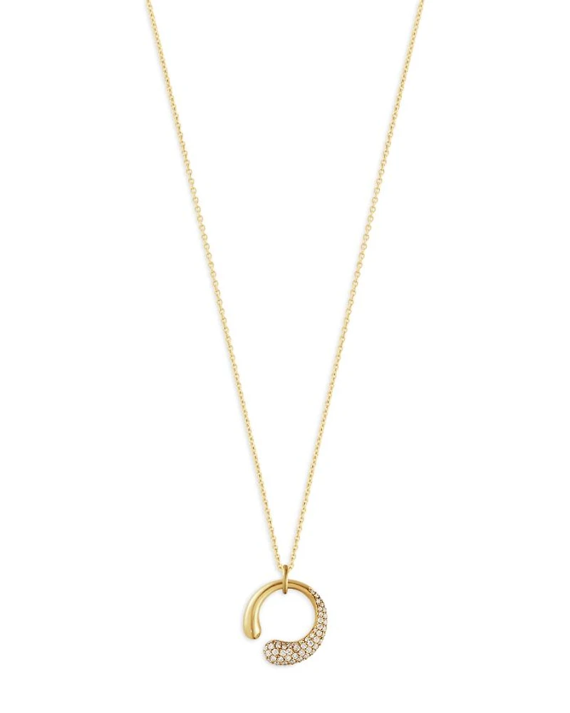 18K Yellow Gold Diamond Pavé Mercy Small Pendant Necklace, 17.72"
