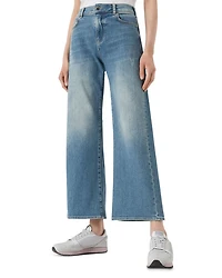 Cropped Wide Leg Jeans Solid Dark