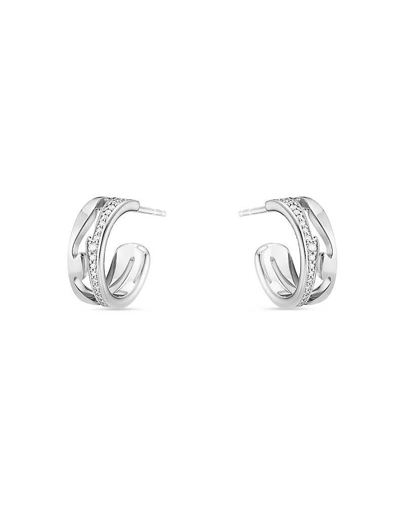 Georg Jensen 18K White Gold Fusion Diamond Small Hoop Earrings