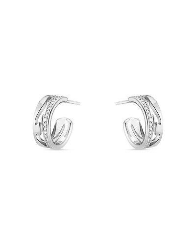 Georg Jensen 18K White Gold Fusion Diamond Small Hoop Earrings